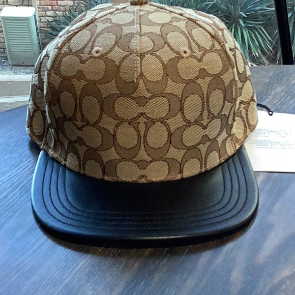 Coach Tan and Brown Signature C and Leather Cap main image 4